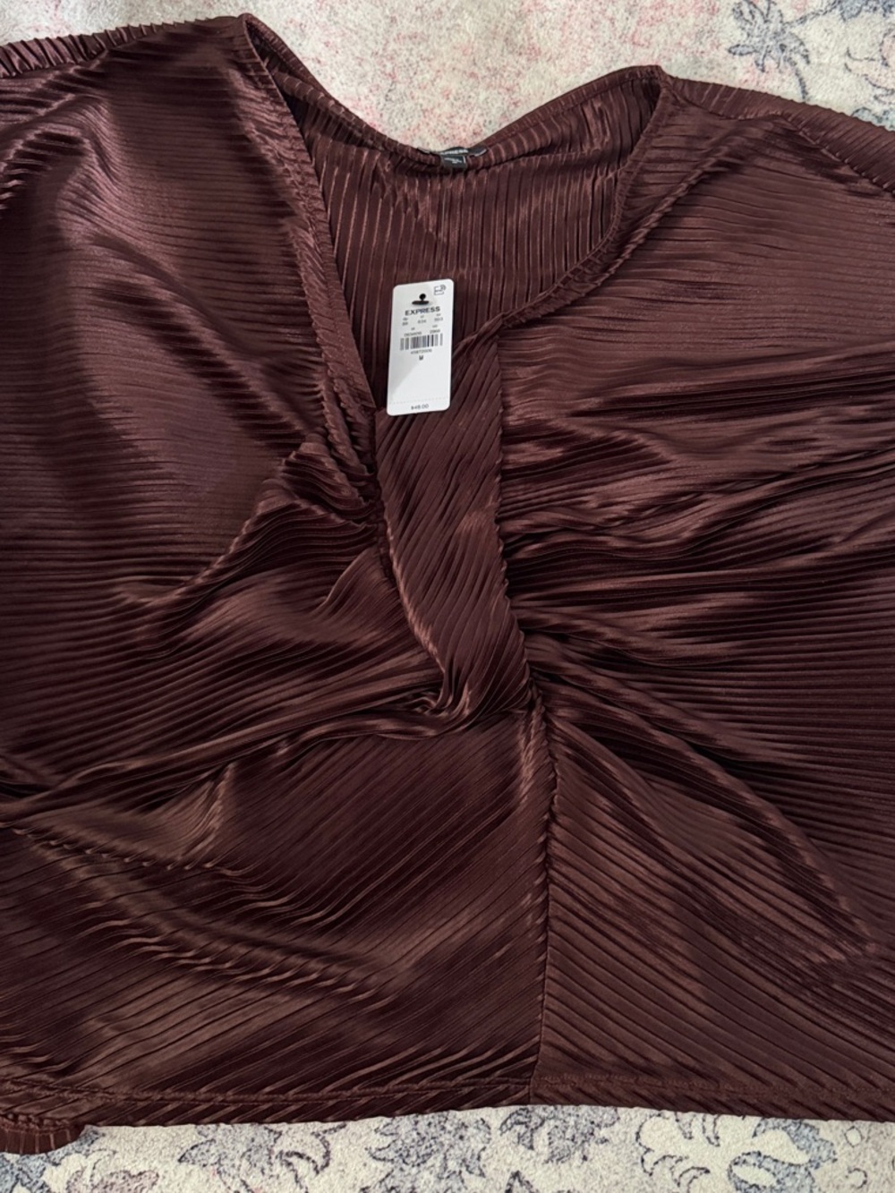 Express Brown Pleated Twist-Front Blouse